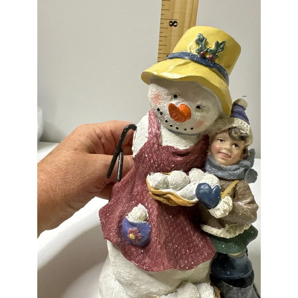 Nantucket Snowman Figurine Girl with Snowballs Winter‎ Christmas Decor